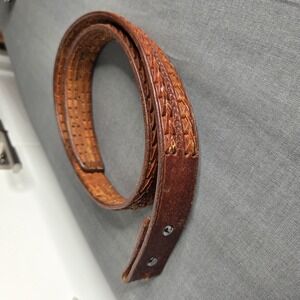 Vintage Men's 70s Brown Tooled Leather Laced Belt - Size 40